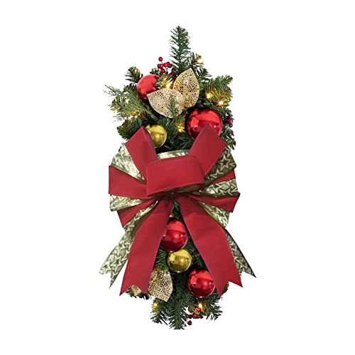 MISNODE 16,5 Prelit Treppengirlande, künstliche Beeren, Kiefernnuss, Wandkranz, Ornament, Weihnachtsgirlande für Treppengeländer von MISNODE