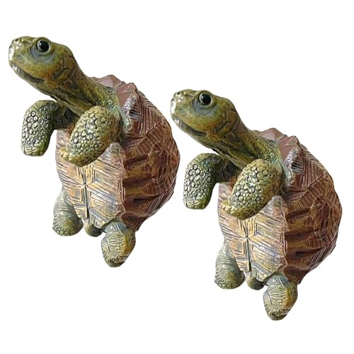 MISNODE 2 Stück Schildkröten-Figuren, Blumentopf-Aufhänger, Kreative Hängende Tierfigur, Blumentopf-Hugger-Pflanzgefäß-Dekoration, Hugger-Figuren-Pflanzgefäß-Hängeornamente für von MISNODE