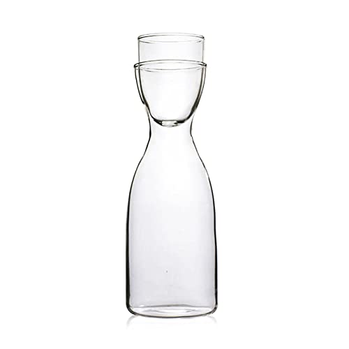 MISNODE 2-teiliges Nachttisch-Wasserkaraffe Im Nordischen Stil, Glaskaraffe, Hitzebeständiges Nachttisch-Wasserkaraffe und Glas-Set, Praktische, Langlebige Glas-Wasserkaraffe für die(#1) von MISNODE