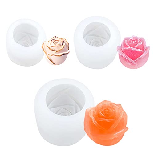 MISNODE 3D Rose Silikon Form Eiswürfel Ball Set von 4 Stück, Eiswürfelform Silikon Rose Form Eiscreme Form Blume Rose Form Eis Cream Ball Maker von MISNODE