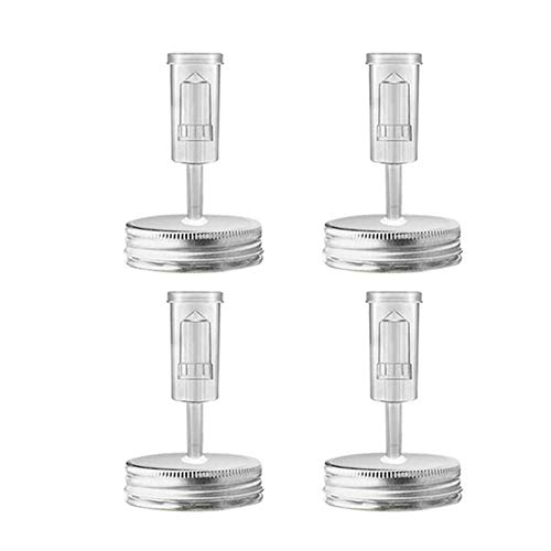 MISNODE 4er-Pack Edelstahl-Gärdeckel-Set, wasserlose Luftschleusen-Gärdeckel, geeignet für 87 mm Kaliber, Einmachglasdeckel (Gläser nicht im Lieferumfang enthalten) von MISNODE
