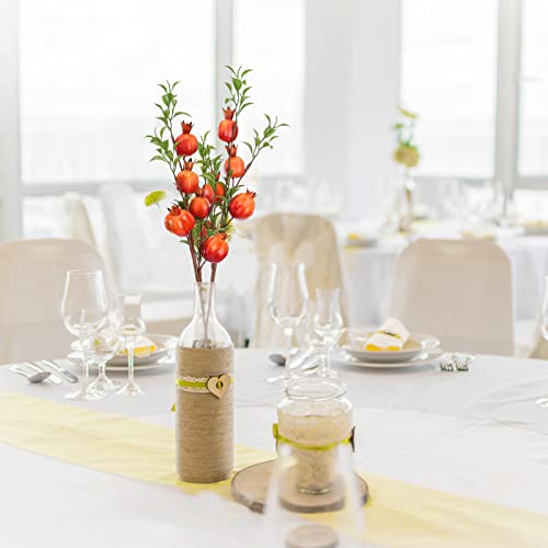 MISNODE 6 Stück künstliche Granatapfel Zweig, 60 cm künstliche Granatapfel Zweige mit 5 großen Früchten, simulierte Grünpflanzen Picks für DIY Tischvase, rot von MISNODE