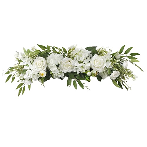 MISNODE 65 cm Hochzeitsbogen Blumen, künstliche Pfingstrosen, Kunstseide, Rose, Blumengirlande mit Blättern, Frühlingsgirlande für Sturz, Haustürdekoration, Weiß MISNODE 65 cm Hochzeitsbogen Blumen, künstliche Pfingstrosen, Kunstseide, Rose, Blumengirlande mit Blättern, Frühlingsgirlande für Sturz, Haustürdekoration, Weiß von MISNODE