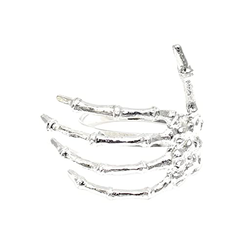 MISNODE Halloween Schädel Servietten Ringe Set von 12, Halloween Dekorationen Serviettenring Kreative Horror Skelett Hand Exquisite Gruselige Legierung Serviettenhalter (Silber) von MISNODE