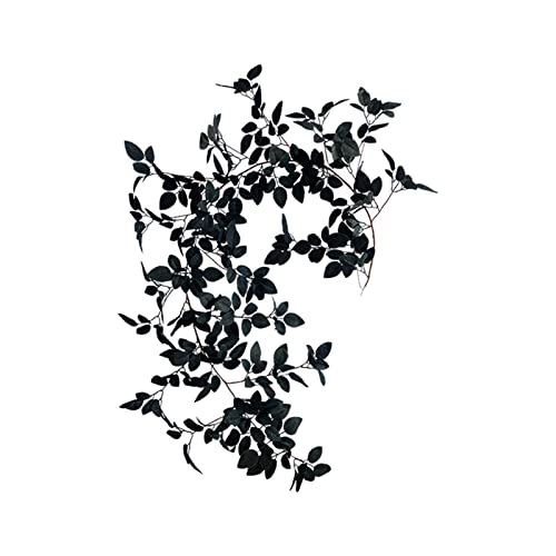 MISNODE Herbstblätter-Dekoration, Girlande, 15 m, schwarze Rosenblätter, Halloween-Girlande, Wandbehang, künstliche Blätter, Ranke für Herbst, Innen- und Außenbereich, Heimtreppen von MISNODE