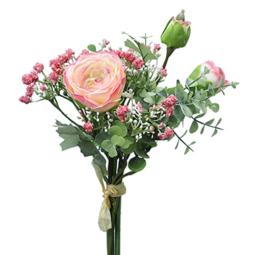 MISNODE Künstliche Blume Lotus Schleierkraut gebündelt Zweige Simulation Pfingstrose Blumen Eukalyptus Bouquet Fake Seide Blumen Stem Busch Arrangements Rosa von MISNODE