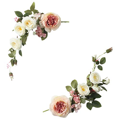 MISNODE Künstliche Hochzeitsbogen Blumen Kit, Rustikale Pfingstrosen Floral Swag für Flusen, Simulation Seide Blume Streifen Girlande Türkranz für Zuhause Hochzeit Dekor von MISNODE
