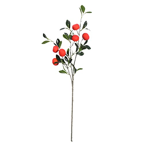 MISNODE Künstliche Mandarinenzweige, 6 Köpfe, Künstlicher Orangenzweig, Lebensechte Künstliche Obst-Requisiten mit Stielen, Simulation eines Orangenzweigs für Büro, Zuhause, Hochzeit,(Orange) von MISNODE