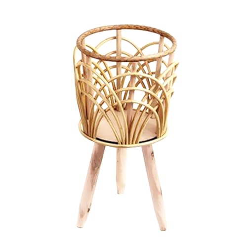 MISNODE Rattan-Pflanzenständer für Den Innenbereich, Korbgeflecht-Pflanzenständer, Rattan-Pflanzgefäß, Rustikaler Gewebter Seegras-Innentopfkorb, Handgefertigter Übertopf aus der Mitte(S) von MISNODE