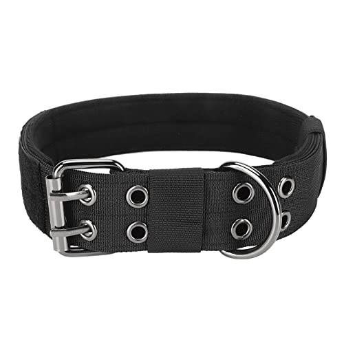MISNODE Schwarzes Hundehalsband, Nylon-Haustierhalsband mit Robuster Schnalle, Anpassungsfähiges Dekoratives Halsband für Mittelgroße und Große Hunde, Geeignet für das Lauftraining mit Dem(L) von MISNODE