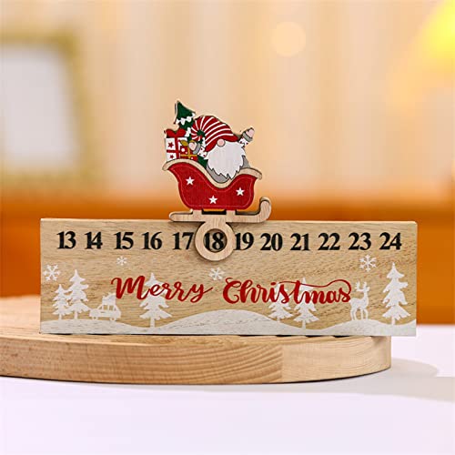 MISNODE Wiederverwendbarer Adventskalender aus Holz, 20,1 cm Weihnachtsmann Countdown Adventskalender, DIY Tischkalender, Holzblocknummer Heimdekoration von MISNODE