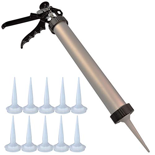 Kartuschenpistole ALU 600 ml für handelsüblichen Acryl/Silikon/Kleber Kartuschen Beutel + 11 Düsen von MISO Tools
