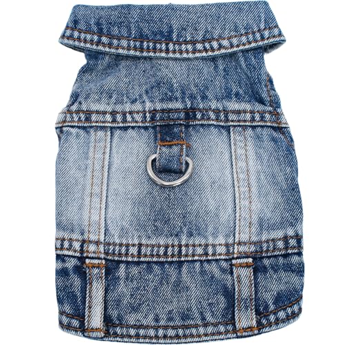 Welpenkleidung für kleine Hunde und Jungen, klassischer Western-Denim-Hundemantel, Hunde-Jeansjacke mit D-Ring, Haustier-/Katzenkostüme, kühlendes Geschirr, Weste zum Spazierengehen (Blau, Größe XXL) Welpenkleidung für kleine Hunde und Jungen, klassischer Western-Denim-Hundemantel, Hunde-Jeansjacke mit D-Ring, Haustier-/Katzenkostüme, kühlendes Geschirr, Weste zum Spazierengehen (Blau, Größe XXL) von MISS PET