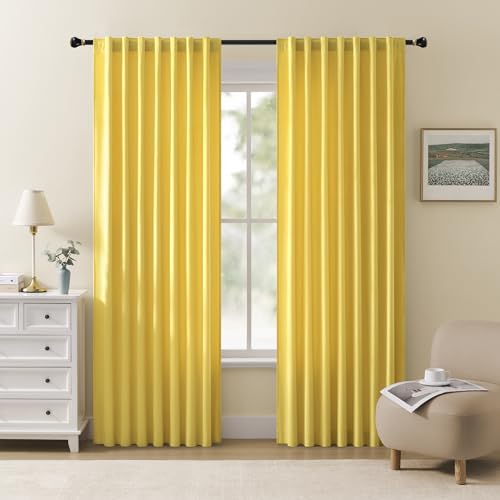 MISS SELECTEX Samtvorhang, Gelb, 132,1 x 243,8 cm (B x L), 2 Stück von MISS SELECTEX