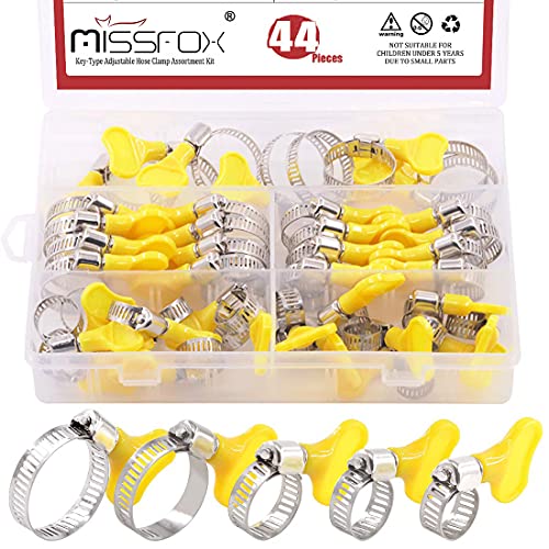 MISSFOX Schlauchschellen Edelstahl 44 Stück Schlauchklemmen Set 10-38mm Rohrschellen zur Schlauchbefestigung Schlauchbinder Einstellbare für Pool, Wagen, Teich, Garten von MissFox