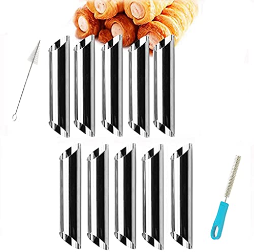 MISSFOX Stainless Croissant Baking Mould,12.5 x 2.5 cm Steel Horn Baking Mould, Spiral Horn Baking Mould for Cream Horn Croissant DIY Baking Mould Set,Tube Foam Roller Moulds Iridescent Curl Mould von MISSFOX