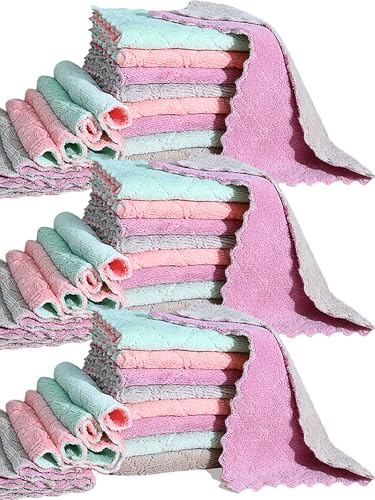 36 Stück Reinigungstuch, Küchentuch, Geschirrtücher, super saugfähig, Korallensamt, Mikrofaser, Premium-Geschirrtücher, schnell trocknende Lappen, Mehrzweck-Waschlappen, antihaftbeschichtete Öltücher von MISSJOJIAY