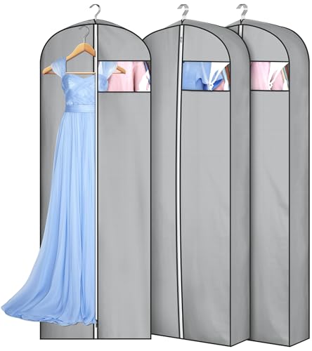 Misslo 3 Stück Kleidersack Lang 165 cm Kleiderschutzhülle mit Reißverschluss Reisen Kleiderhülle für Mäntel, Jacken, Kleider, Abendkleid von MISSLO