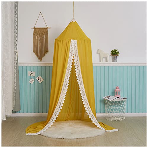 Betthimmel, Baby Baldachin Betthimmel Kinder Bett Aus Chiffon Insektennetz Deko Moskitonetz für Kinderbett Hängende Moskiton für Schlafzimmer Ankleidezimmer Spiel Lesen Zeit,Gelb,(Höhe: 240cm) von MISSMAO