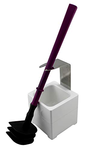 MISTERSANITÄR WC-Reinigungsgerät, Spezielle Toilettenbürste der 2. Generation und Wandhalter/Bodenständer Weiß, 3 TLG. Bürste - Silikonfrei, Geruchsneutral und Biegsam Farbe Pflaumenlila von MISTERSANITÄR