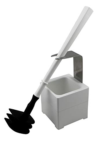 MISTERSANITÄR WC-Reinigungsgerät, Spezielle Toilettenbürste der 2. Generation und Wandhalter/Bodenständer Weiß, 3 TLG. Bürste - Silikonfrei, Geruchsneutral und Biegsam Farbe Weiß von MISTERSANITÄR