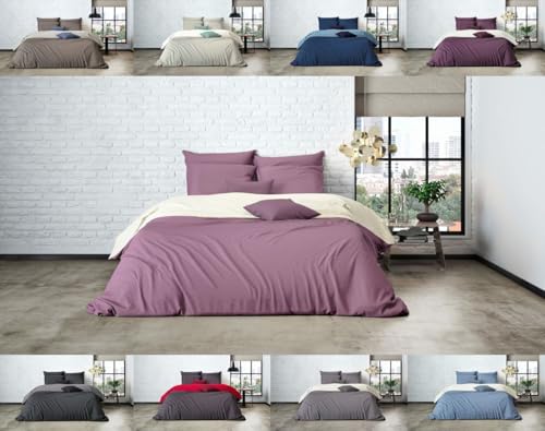 MISTRAL HOME Uni Einfarbig Wende Bettwäsche Edel Perkal 100% Ägyptische Baumwolle, Maße:155 cm x 220 cm, Farbe:Pristine-Light Violet von MISTRAL HOME