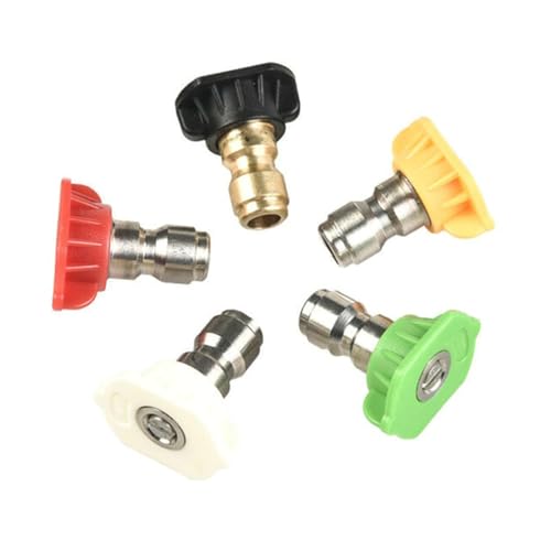 5pcs/Set Sprühdüsenspitze 1/4 Zoll Waschmaschine Werkzeugwagen Waschmetallstrahl Lanzen Hochdruck Schnellanschluss Wasserstrahl Multi Winkelspitze von MISUVRSE