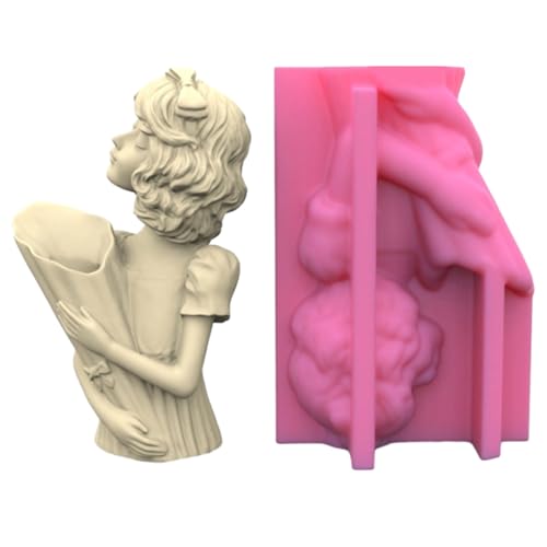 Blumentöpfe Silikonform Haar Mädchen Hält Blumen Halten Stifthalter Schimmel MACHEN GIFFEN BETRECRETE VASE VASE SMPRIGE EXPLOY Harz Blumentöpfe Form Form von MISUVRSE