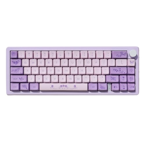 Dicke Pbt Tastenkappen 136 Tasten Blume Thema MDA Profil Tastenkappen Set Für Mechanische Tastaturkappen Natur Lila Rose Blumen 136 Tasten Lila Rose Thema Tastenkappen Für Mechanische Tastatur MDA von MISUVRSE