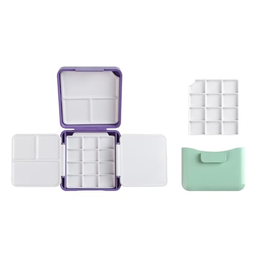 Farbkasten mit 12 Mulden, mit Pinsel, Unterlegscheibe, Aquarelletui, zusammenklappbar, für Künstler, Studenten, professionelle Künstler Farbkasten mit 12 Mulden, mit Pinsel, Unterlegscheibe, Aquarelletui, zusammenklappbar, für Künstler, Studenten, professionelle Künstler von MISUVRSE