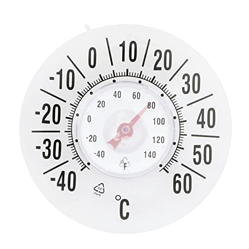 Genauigkeit Fensterthermometer Temperatur Innen- und Außenbereich, wasserdichtes Zifferblatt, rund, Temperaturüberwachung, Saugart für Zuhause, Wetterthermometer, Innen- und Außenbereich von MISUVRSE