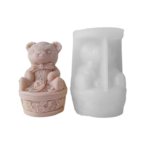 Gips-Silikonform Blume Bär Figur Harz für Basis Epoxy Ornament Seife Blume Gips von MISUVRSE
