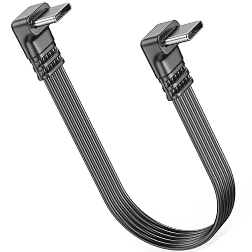 MISYNLON Flaches flexibles rechtwinkliges USB-C-Kabel, 90Grad Typ C auf Typ C PD 65W Schnellladekabel Silikonkabel, unterstützt Datenübertragung, für IP15 / 16, S23 / S22 / S21, Carplay (0.3/1Ft) von MISYNLON