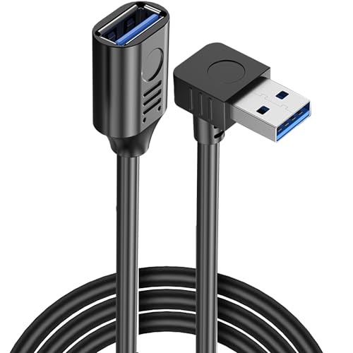 MISYNLON USB 3.0 Verlängerungskabel, USB A Stecker zu Buchse Verlängerungskabel Unterstützung Laden Datenübertragung, 90 Grad USB Datenkabel für Auto, Laptop, Drucker, Scanner-1M/3.2Ft (Down Angle) von MISYNLON