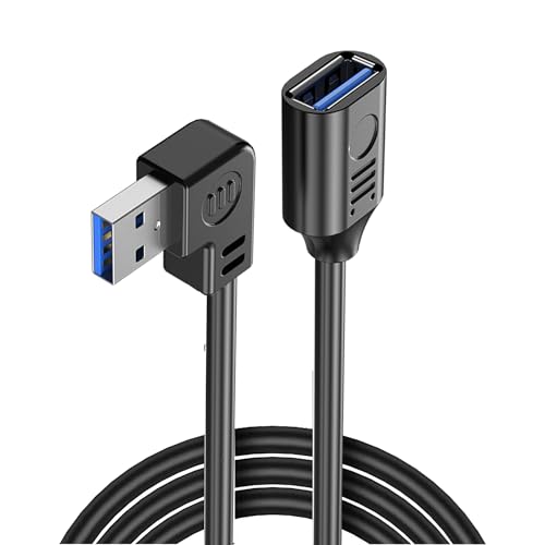 MISYNLON USB 3.0 Verlängerungskabel, USB A Stecker zu Buchse Verlängerungskabel Unterstützung Laden Datenübertragung, 90 Grad USB Datenkabel für Auto, Laptop, Drucker, Scanner-1M/3.2Ft (Left Angle) von MISYNLON