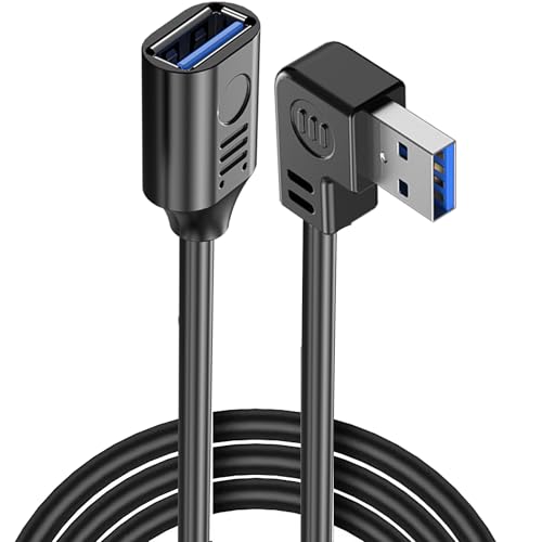 MISYNLON USB 3.0 Verlängerungskabel, USB A Stecker zu Buchse Verlängerungskabel Unterstützung Laden Datenübertragung, 90 Grad USB Datenkabel für Auto, Laptop, Drucker, Scanner-1M/3.2Ft (Right Angle) von MISYNLON