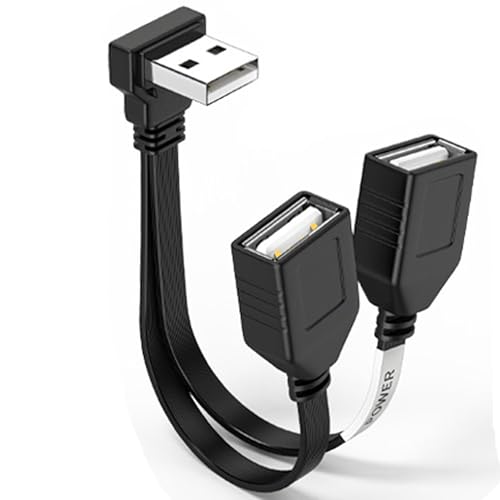 MISYNLON USB Splitter Kabel 1 in 2 Out, 90 Grad USB 2,0 A Stecker zu Dual Buchse Verlängerung Hub Power Cord Unterstützung Laden und Datenübertragung für Auto, Laptop, Tablets, Handys (Down Angle) MISYNLON USB Splitter Kabel 1 in 2 Out, 90 Grad USB 2,0 A Stecker zu Dual Buchse Verlängerung Hub Power Cord Unterstützung Laden und Datenübertragung für Auto, Laptop, Tablets, Handys (Down Angle) von MISYNLON