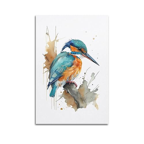 MITIN Süßes Eisvogel Vogel Tier Kunstwerk Poster Dekorative Malerei Leinwand Wand und Kunst Bild Familie Schlafzimmer Dekor 30 x 45 cm von MITIN