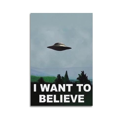 MITIN Vintage-Poster UFO X-Files I Want to Believe dekoratives Gemälde auf Leinwand, Wand- und Kunstbild, Familienschlafzimmer-Dekoration, 60 x 90 cm von MITIN