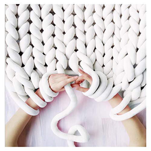 Häkelgarn,Grobes Garn 1000g super dickes klobiges Garn DIY sperrige Arm-Roving-Strickdecke Hand Strick-Spin-Garn-DIY-Decke 60m(White) von MITINGER