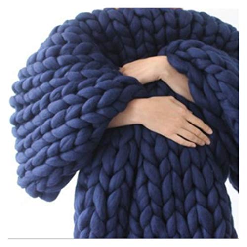 Häkelgarn,Grobes Garn 250g super weiche Garne DIY sperriger Arm Roving Strickdecke Grobhand Strick Spinning Häkeln Nähgarn(Dark Blue) von MITINGER