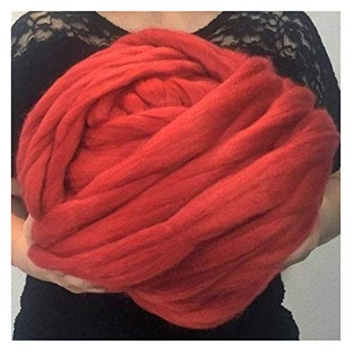 Häkelgarn,Grobes Garn 250g super weiche Garne DIY sperriger Arm Roving Strickdecke Grobhand Strick Spinning Häkeln Nähgarn(Red) von MITINGER