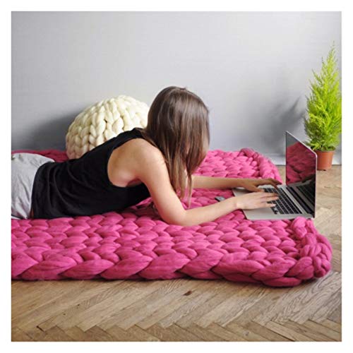 Häkelgarn,Grobes Garn 250g super weiche Garne DIY sperriger Arm Roving Strickdecke Grobhand Strick Spinning Häkeln Nähgarn(Rose Red) von MITINGER