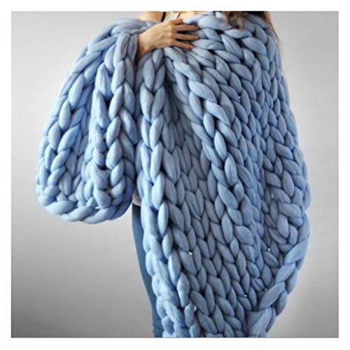 Häkelgarn,Grobes Garn 250g super weiche Garne DIY sperriger Arm Roving Strickdecke Grobhand Strick Spinning Häkeln Nähgarn(Sky Blue) von MITINGER