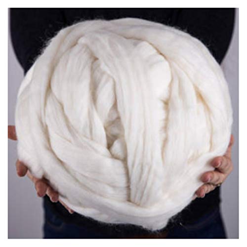 Häkelgarn,Grobes Garn 250g super weiche Garne DIY sperriger Arm Roving Strickdecke Grobhand Strick Spinning Häkeln Nähgarn(White) von MITINGER