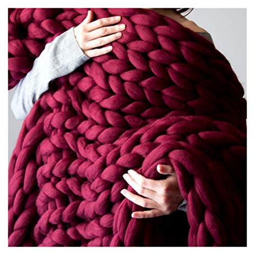Häkelgarn,Grobes Garn 500g Garn DIY sperrige Arm-Roving-Strick-Decke dicke klobige Garn handgestrickte Häkeln-Hut-Schal-Nähgarn(Wine Red) von MITINGER