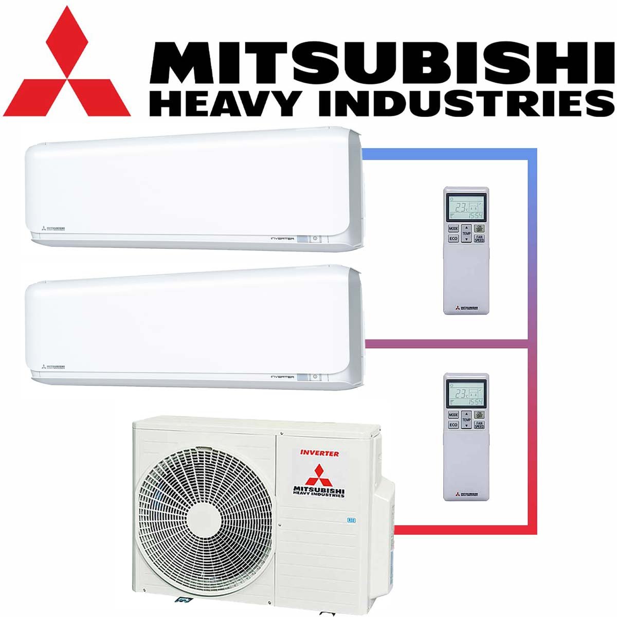 Mitsubishi Heavy Klimaanlage 2x 2,5 kW Wandgerät SRK25ZSX-WF & 5... von Mitsubishi Heavy
