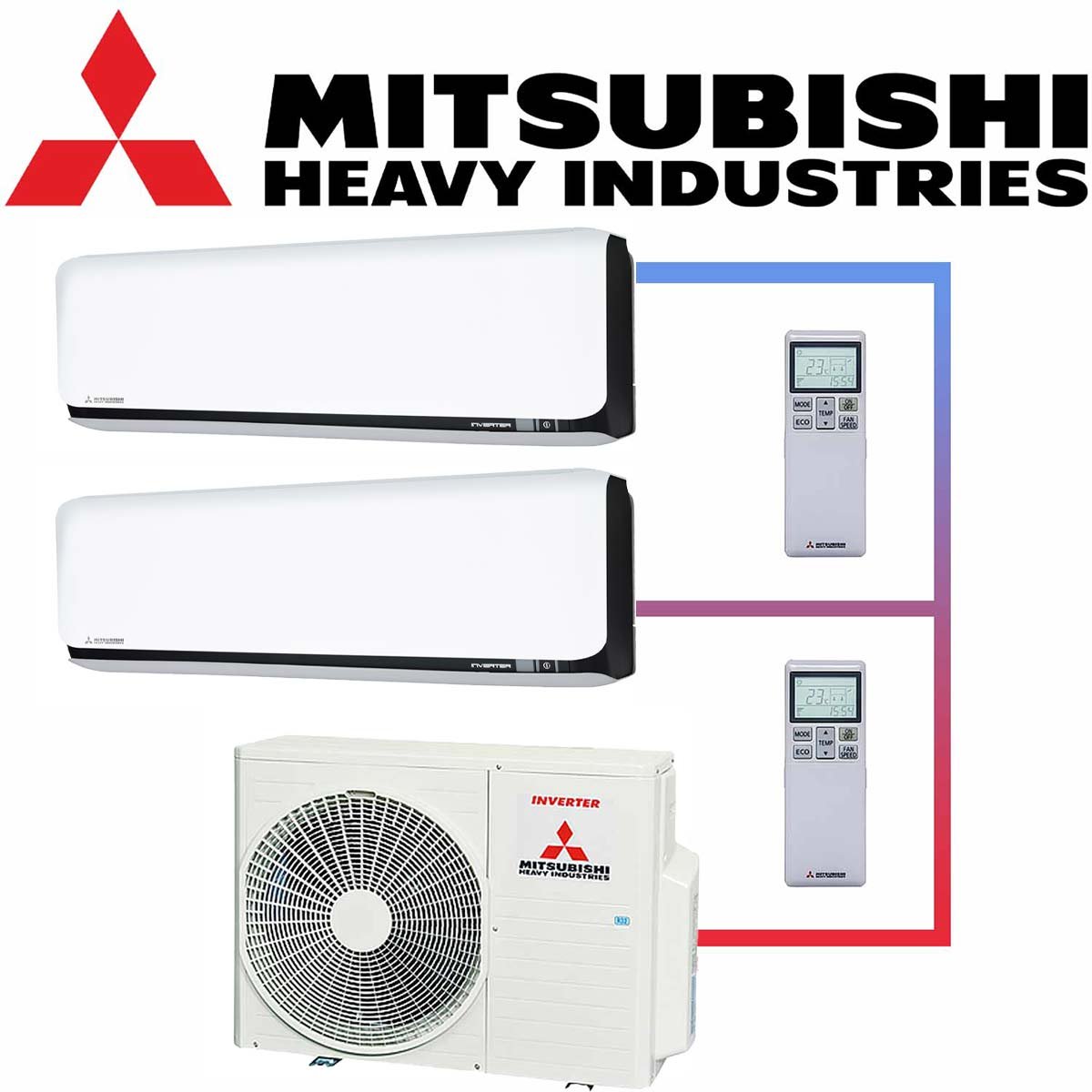 Mitsubishi Heavy Klimaanlage 2x 2,5 kW Wandgerät SRK25ZSX-WFB & 5... von Mitsubishi Heavy