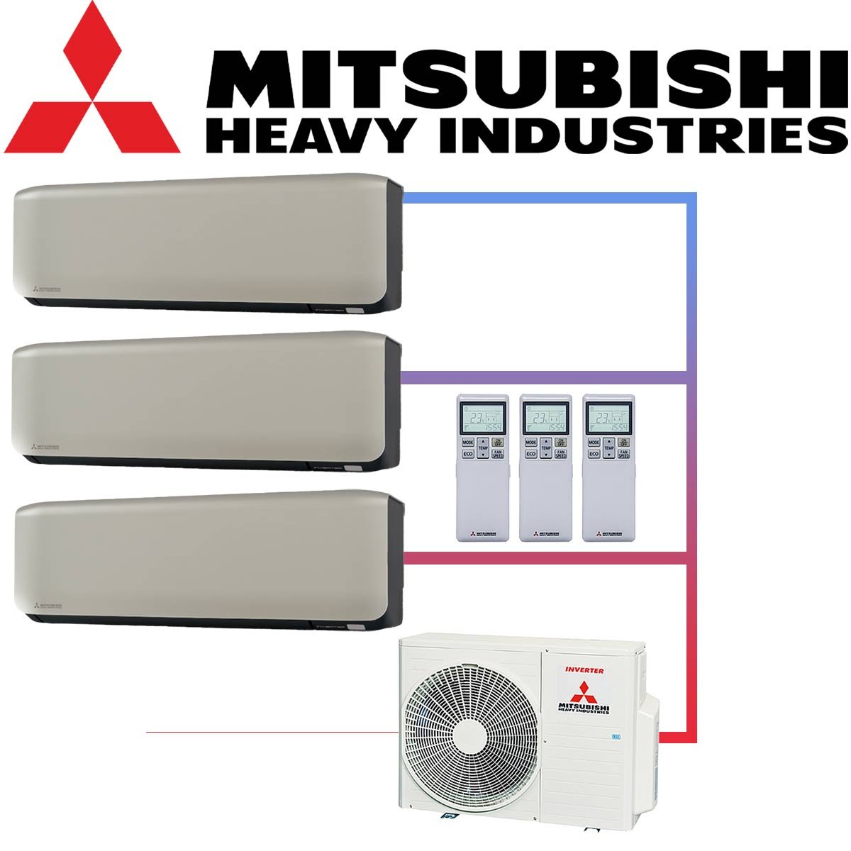SET MITSUBISHI mit 3 Wandgeräten 3,5kW SRK35 titanium und... SET MITSUBISHI mit 3 Wandgeräten 3,5kW SRK35 titanium und... von Mitsubishi Heavy