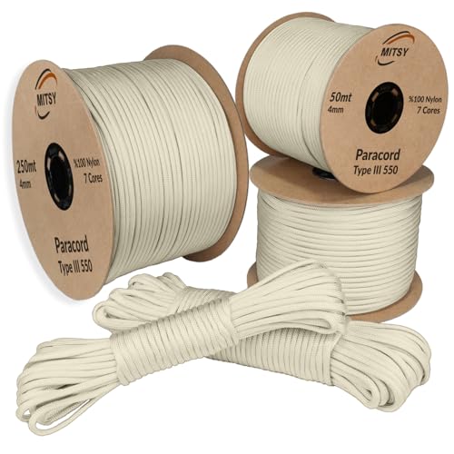 MITSY Paracord 4 mm 10 Meter Creme Braun 100% Nylon Schnur für Hundeleine, Camping, Outdoor und Survival Ausrüstung mit 10m, 25m, 50m, 100m, 250m Paracord 550 Typ III 7 Kern MITSY Paracord 4 mm 10 Meter Creme Braun 100% Nylon Schnur für Hundeleine, Camping, Outdoor und Survival Ausrüstung mit 10m, 25m, 50m, 100m, 250m Paracord 550 Typ III 7 Kern von MITSY